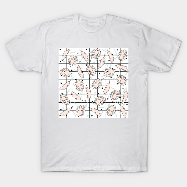 Funky Fresh Tropical Graphic 80's Memphis Grid Design T-Shirt by fivemmPaper